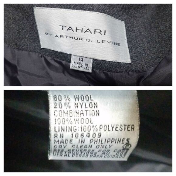 TAHARI Arthur Levine Wool Olive Green Trench Coat - Picture 7 of 8